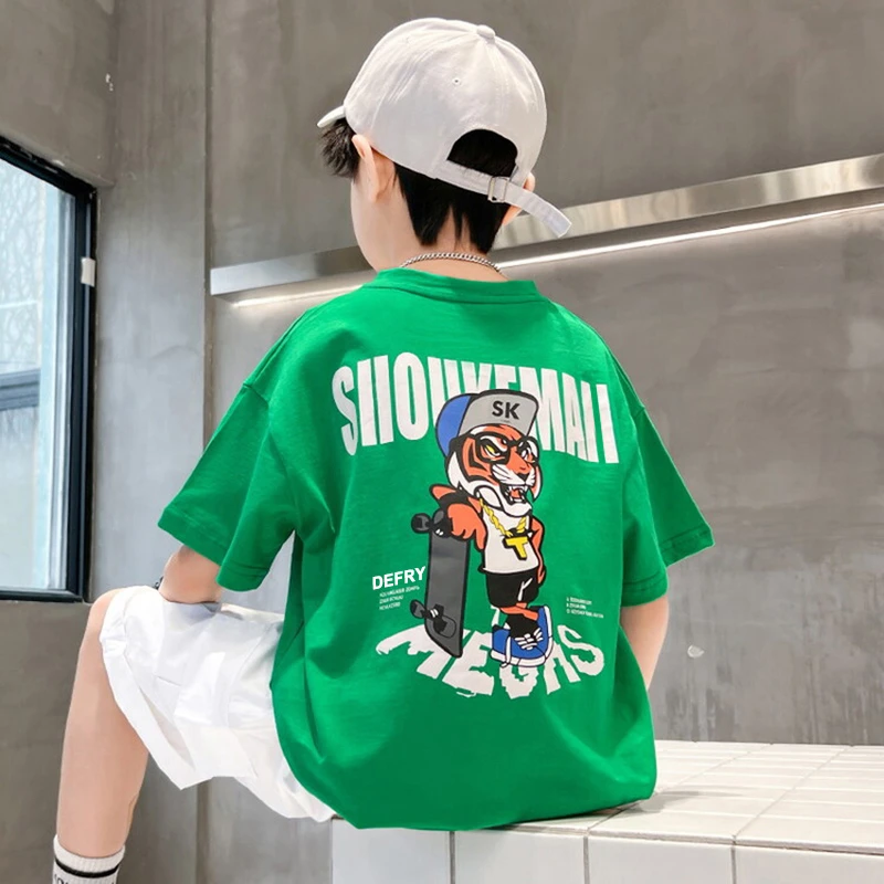 【贝尔熊】男童短袖纯棉t恤2024新款儿童t恤男孩宽松上衣夏季童装