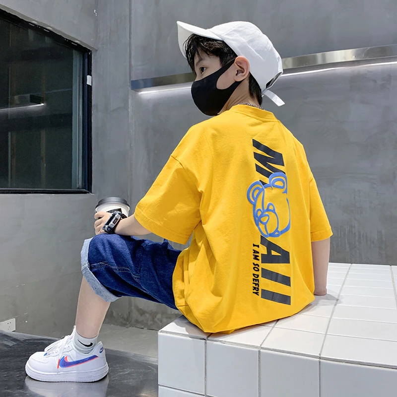 【贝尔熊】童装男女短袖t恤纯棉夏季新款儿童宝宝半袖上衣中大童