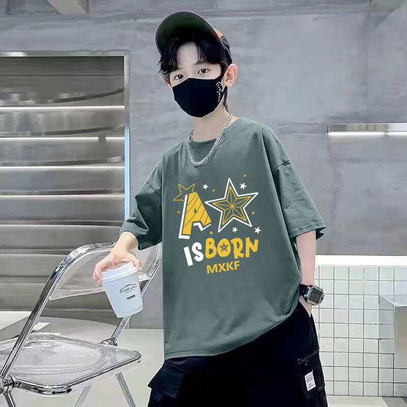 贝尔熊男童短袖纯棉t恤夏季新款宽松帅气卡通中大童半袖儿童潮