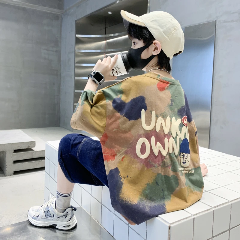 【贝尔熊】纯棉童装男童短袖t恤夏季新款儿童宝宝半袖上衣中大童潮T