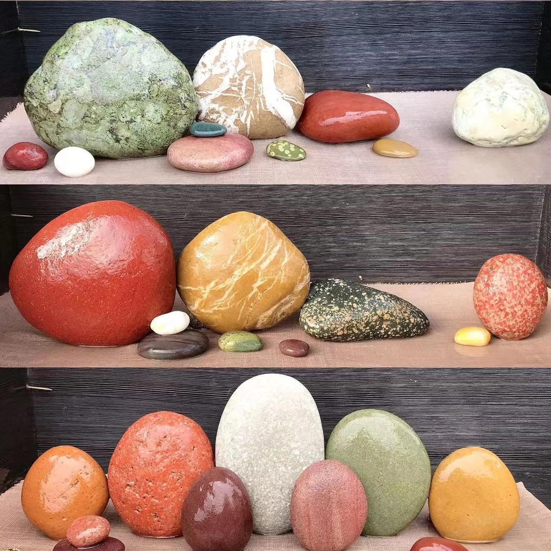 长江大号彩石鱼缸造景石头装饰摆件五彩鹅卵石水族箱景观石原石