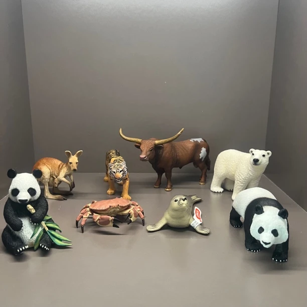 正版散货动物模型老虎熊猫袋鼠黄牛等