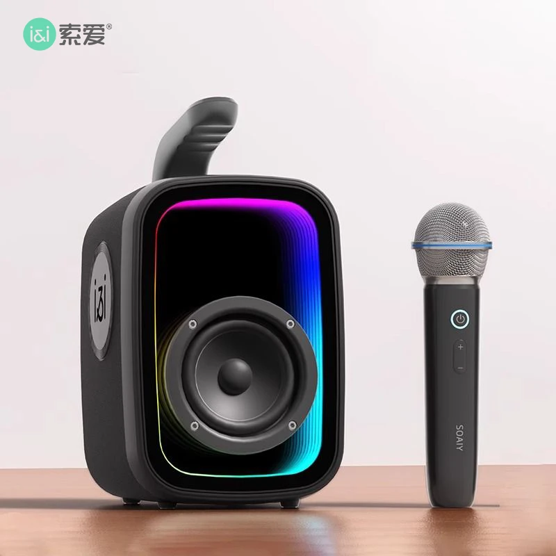 【3分频k歌音响】索爱无线蓝牙音箱麦克风话筒一体大音量功率重低音