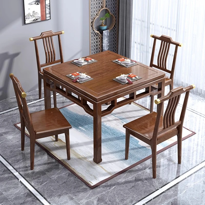 胡桃木实木八仙桌新中式正方形餐桌农村入户吃饭桌小餐桌  220151
