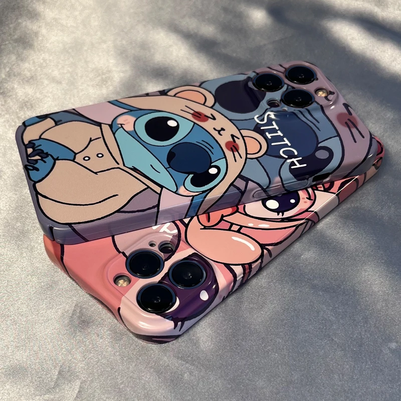睡衣史迪仔安琪情侣款适用苹果15PRO华为/VIVO/OPPO菲林手机硬壳
