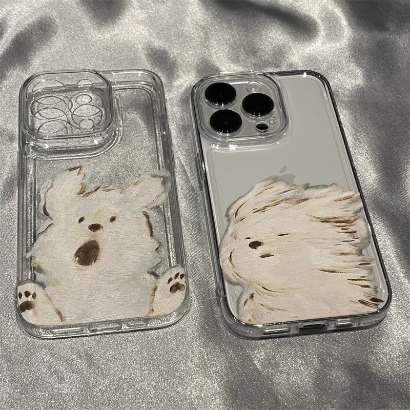 风中凌乱搞笑油画小狗适用苹果/华为/VIVO/OPPO/小米/荣耀手机壳