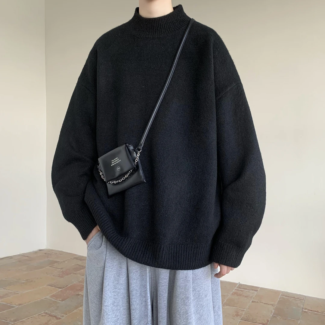 MY20161半高领毛衣冬季宽松纯色内搭潮牌港风百搭套头针织衫