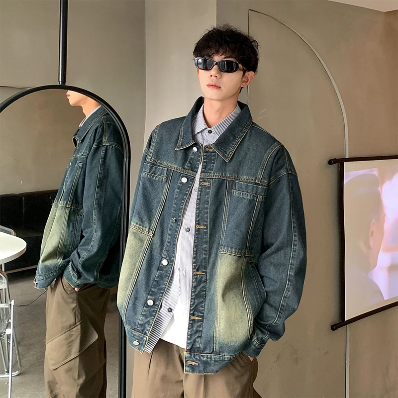 Q2577春秋潮牌美式水洗复古高街ins宽松百搭牛仔夹克