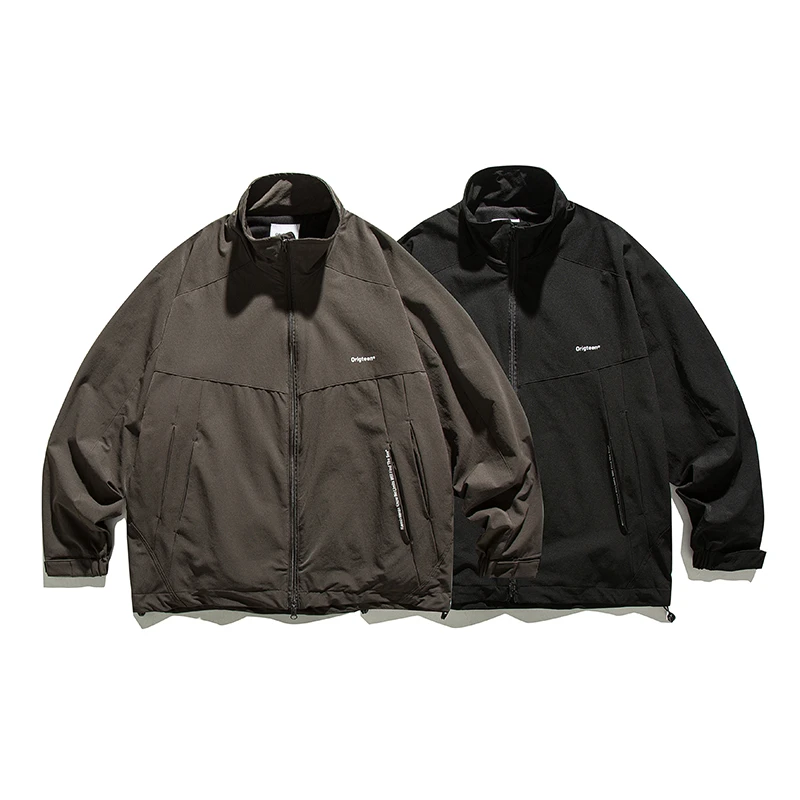 JK312春秋潮牌日系简约设计感字母情侣百搭休闲立领夹克