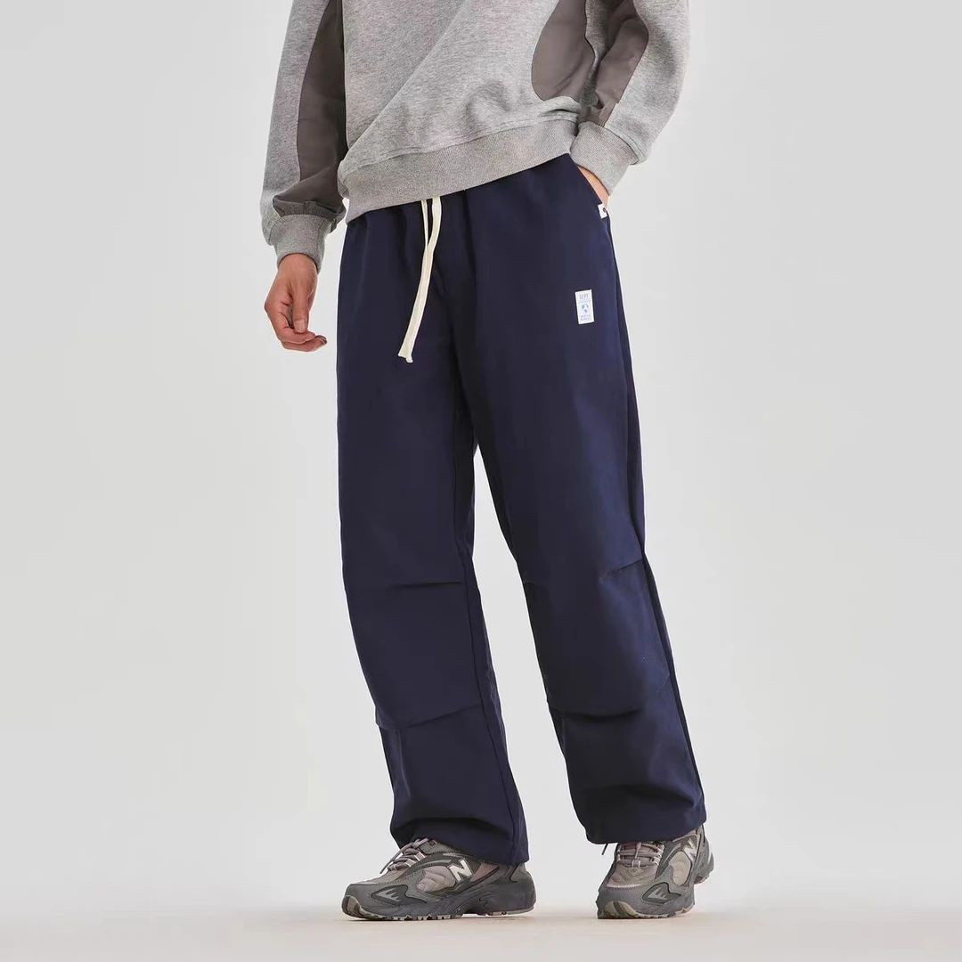 3672春秋潮牌ins美式立体绣标休闲运动百搭阔腿长裤