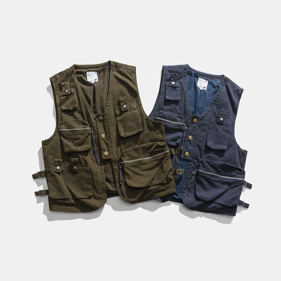 A917日系简约户外山系机能风叠穿多口袋情侣百搭工装马甲