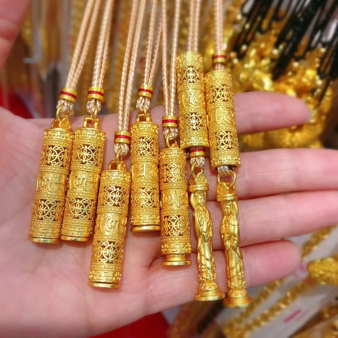 铜合金锦纶吊坠 观音菩萨项链本命佛吊坠男女同款六字真箴首饰