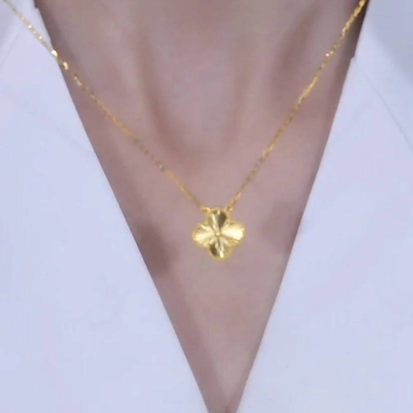 钛钢项链 木子小姐专属 四叶花吊坠女款锁骨链小众设计感时尚饰品