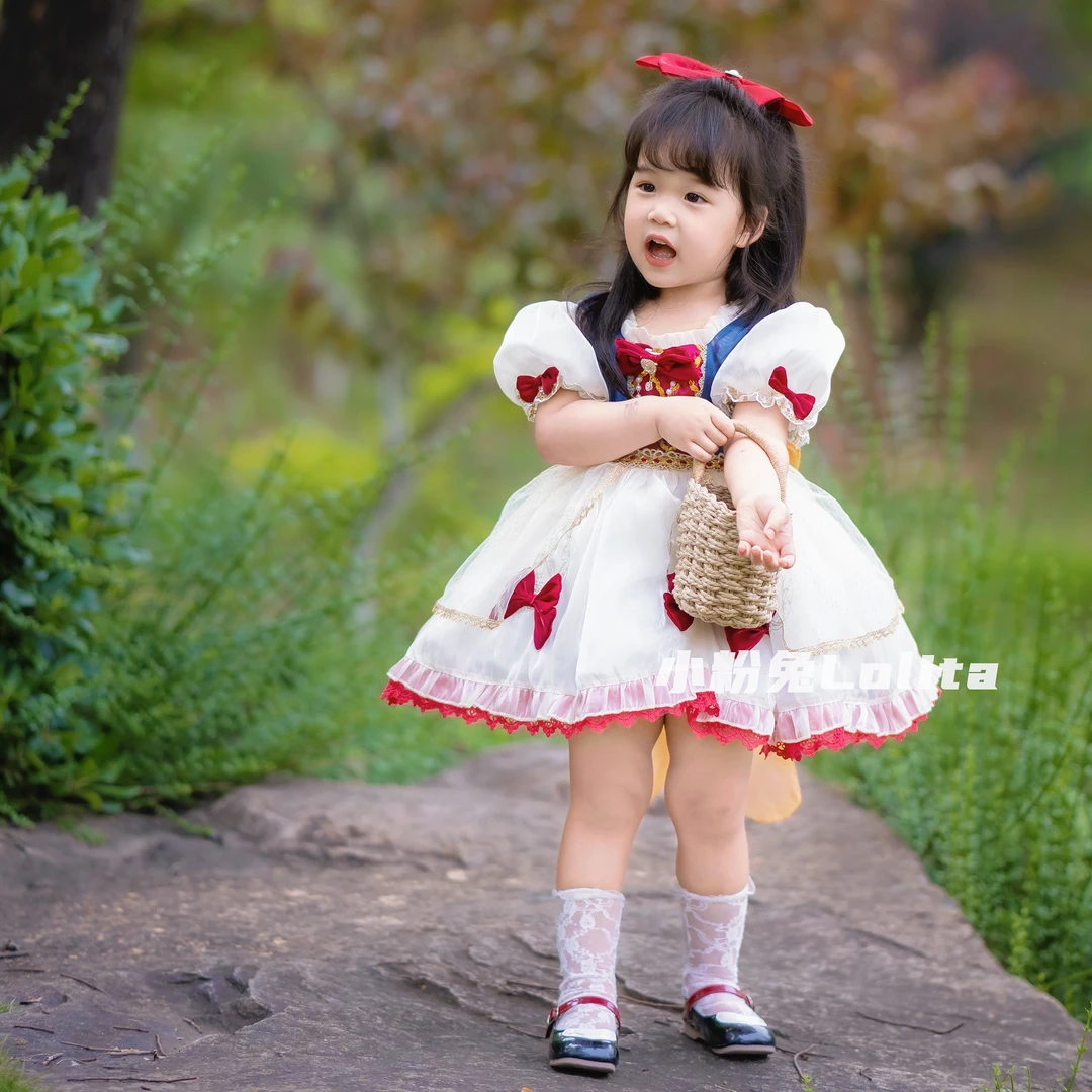 重工白雪公主裙蓬蓬裙礼服生日公主风刺绣Lolita女童夏甜美连衣裙