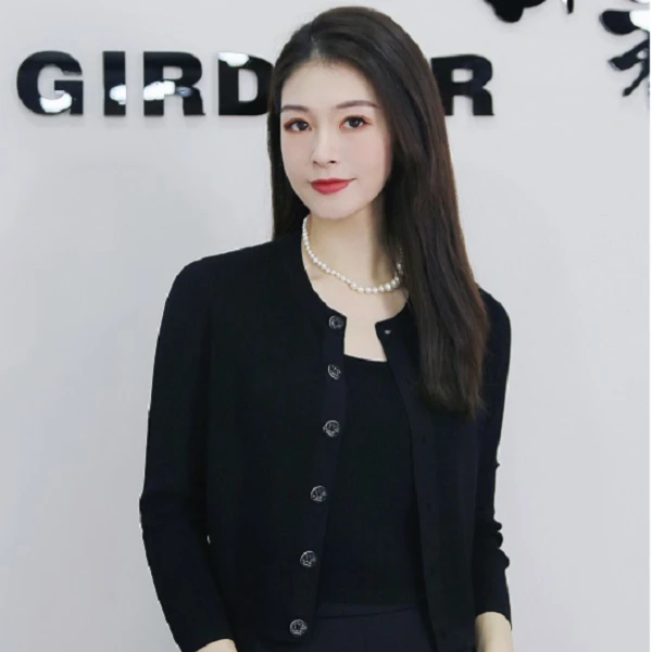 GIRDEAR/哥弟气质时尚百搭修身背心开衫短款长袖针织女1699002