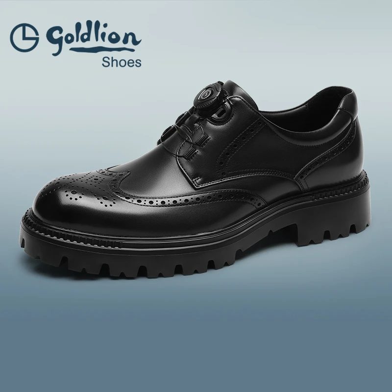 【设计师款】金利来男鞋25年新款真皮英伦风德比鞋布洛克580440090