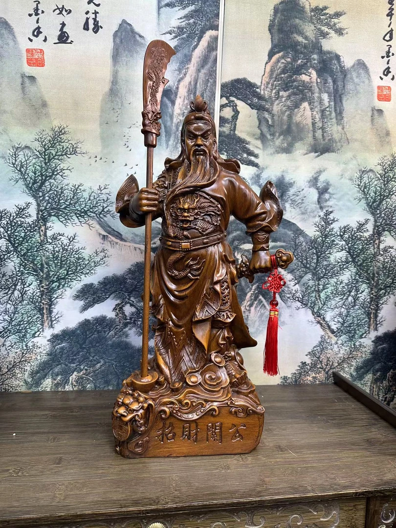 招财立刀关公办公室摆件公司开业商务礼品（带中国结）长35高70