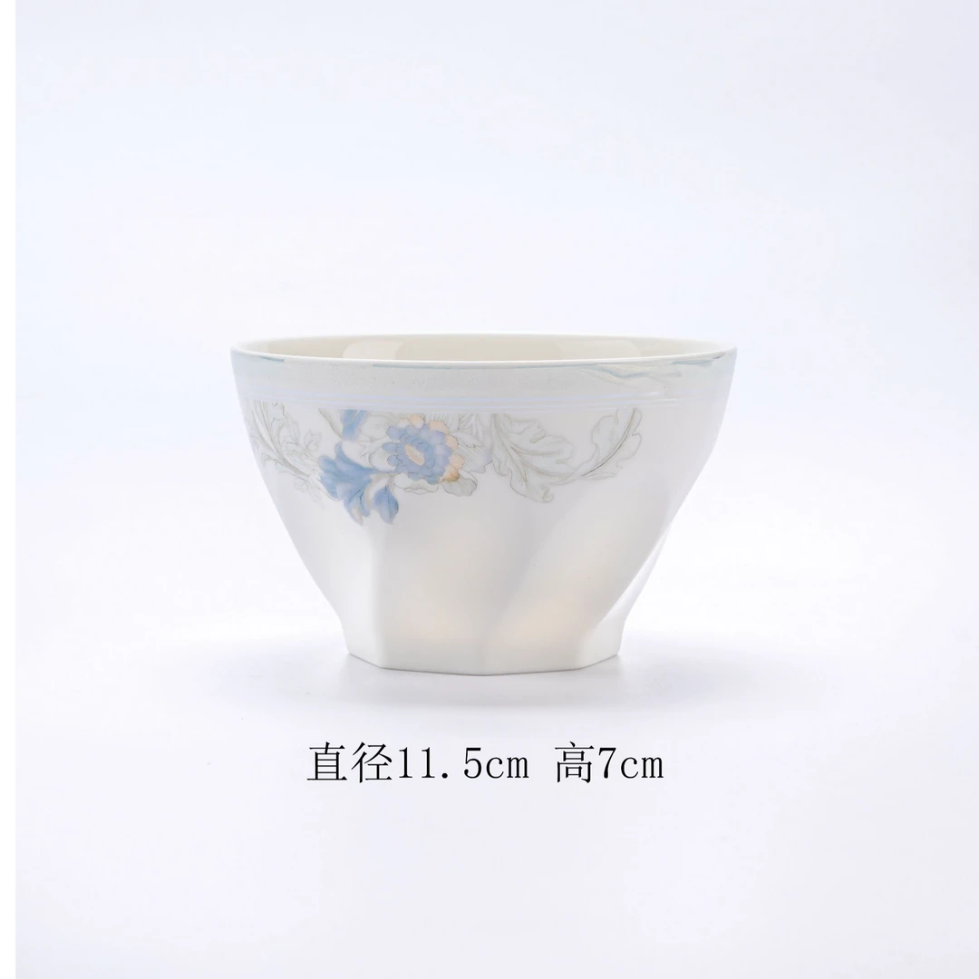 罗曼园4.5英寸米饭碗10个装轻奢家用中式简约手绘吃饭小碗