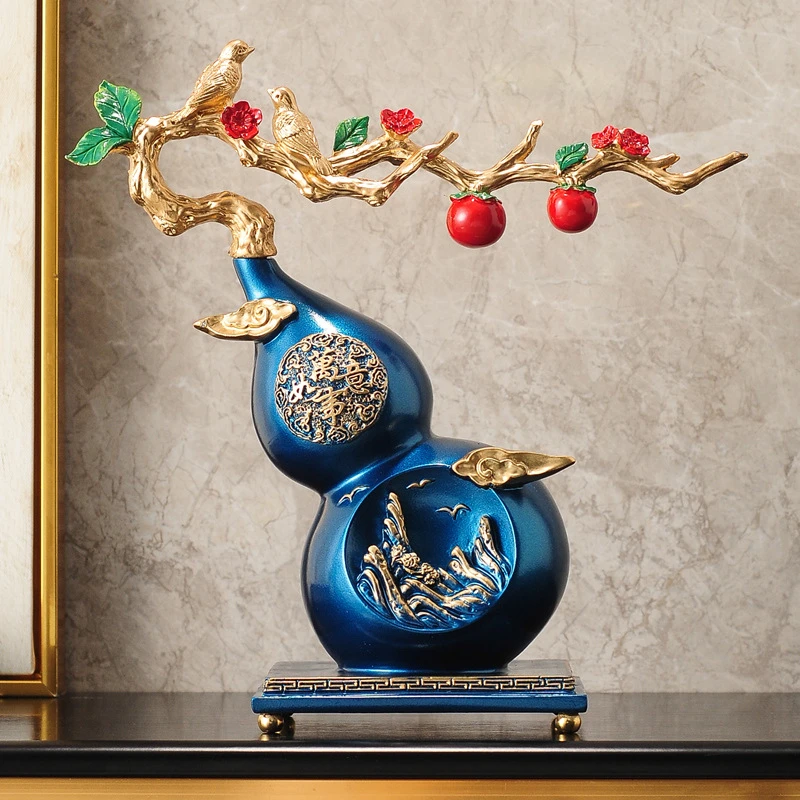 柿柿如意葫芦摆件轻奢新中式客厅电视柜酒柜办公室装饰品乔迁礼物