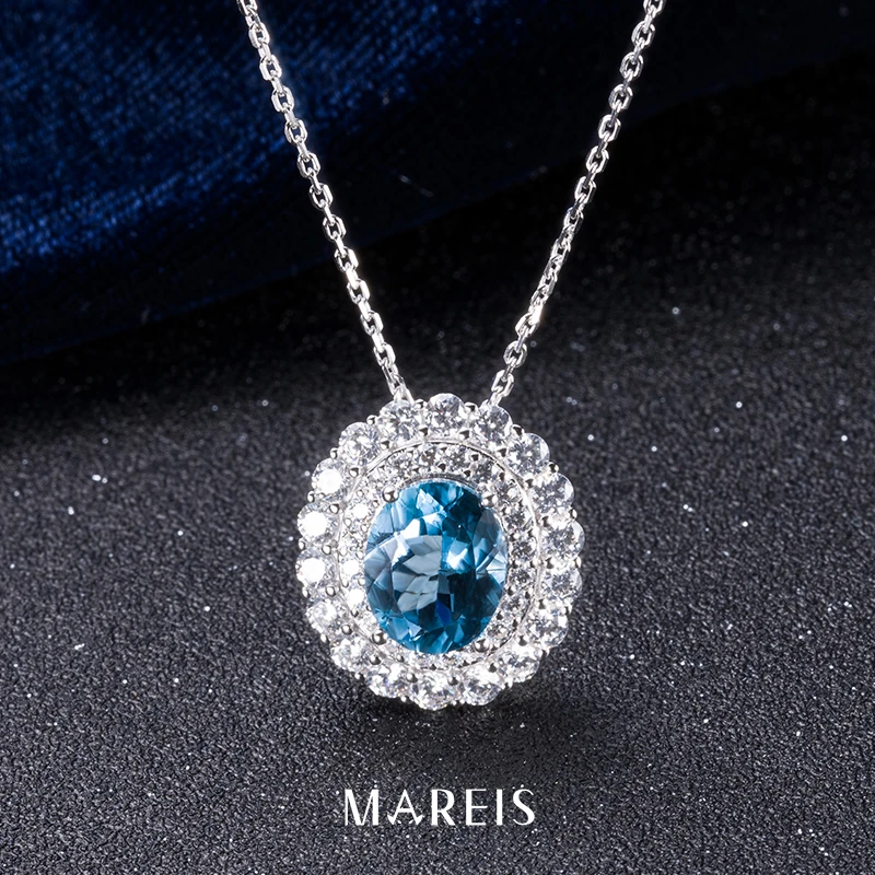 MAREIS玛芮丝珠宝S925银渡金 轻奢椭圆链坠3.2克拉天然托帕石