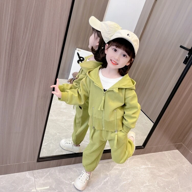 童装女童春装炸街套装洋气2023新款时髦套装运动春季纯色女童长袖