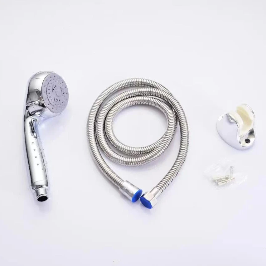 爆款-三档调节吸塑电镀花洒套装圆形手持三件套多功能003