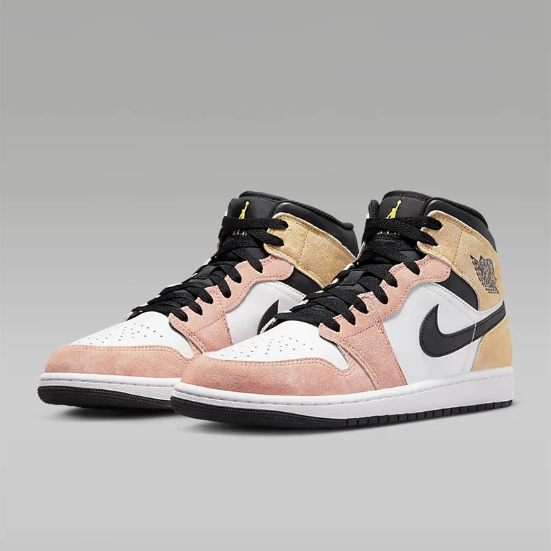 耐克Air Jordan 1 Mid AJ1 粉色 中帮 男子复古篮球鞋 DX4332-800