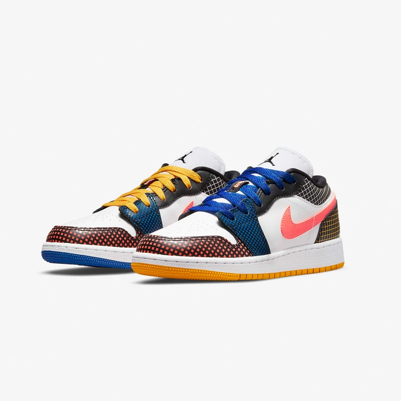 耐克Air Jordan 1 GS AJ1多彩拼接鸳鸯 格子印花篮球鞋DH7547-100