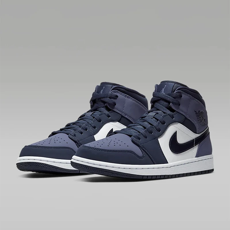 Air Jordan 1 Mid AJ1 桑德紫 黑紫脚趾男子复古篮球鞋554724-445