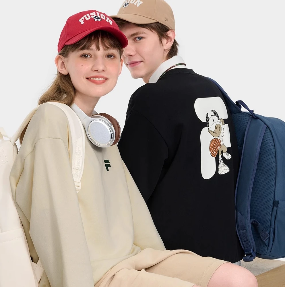 加绒款 丨FUSION斐乐潮牌男女情侣套头冬新款宽松上衣T11U433202F