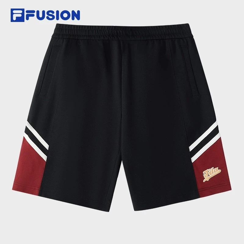 FILA FUSION斐乐潮牌休闲五分裤男2024秋新季款纯棉拼色宽松短裤