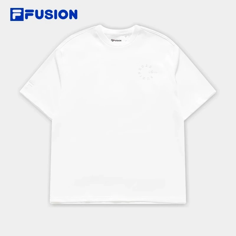 FILA FUSION斐乐情侣款针织短袖衫2024夏款时尚宽松T恤T11U423101