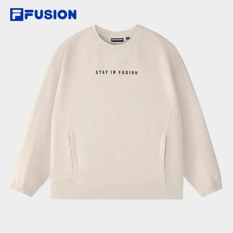 FILA FUSION斐乐潮牌男子套头卫衣2024冬季新款宽松纯棉针织上衣