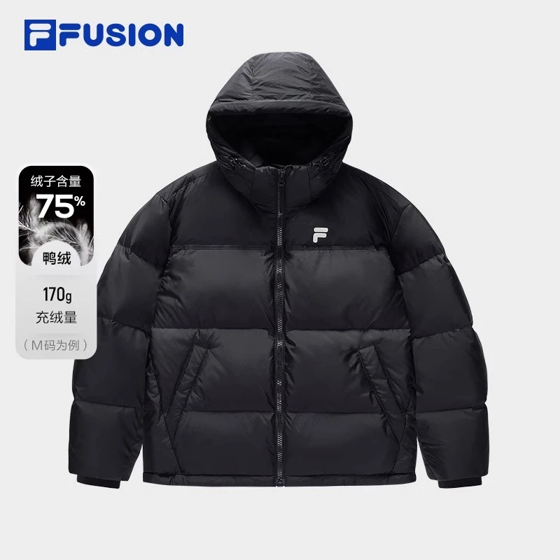 FUSION斐乐潮牌2024年冬季新款羽绒服休闲宽松连帽外套T11W447903