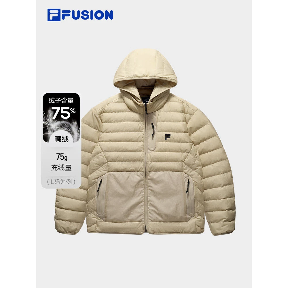 斐乐潮牌轻薄羽绒服男2024冬季新款时尚宽松连帽外套T11M441901F