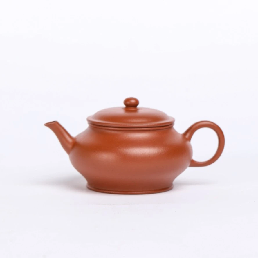 集物华竞拍丨虚扁紫砂壶 朱泥 100cc 顾涛全手工制 师承王强