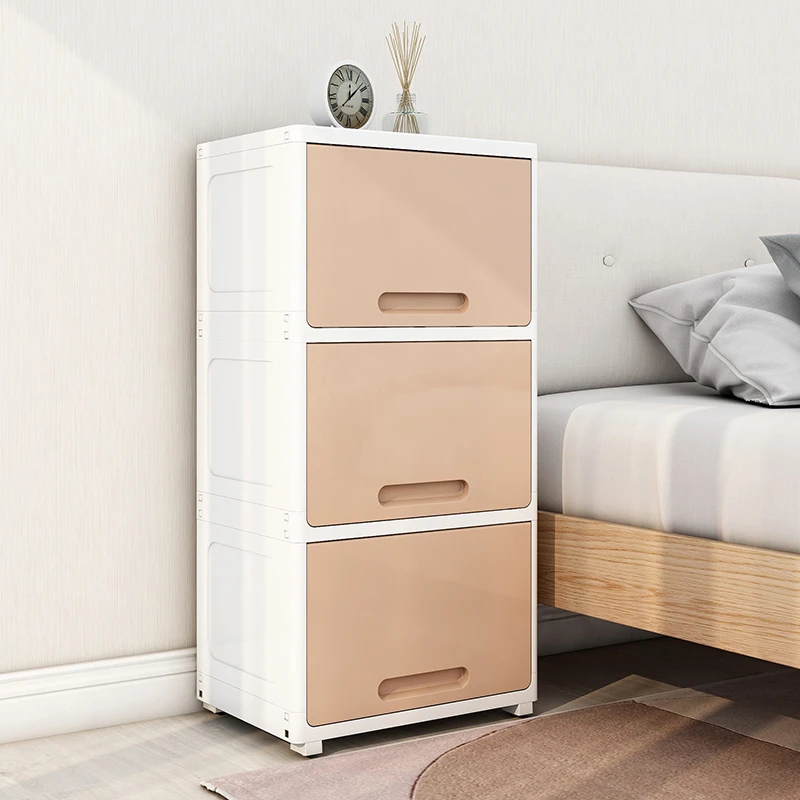 上翻盖收纳柜客厅塑料柜子储物柜家用置物柜多层整理柜卧室零食柜