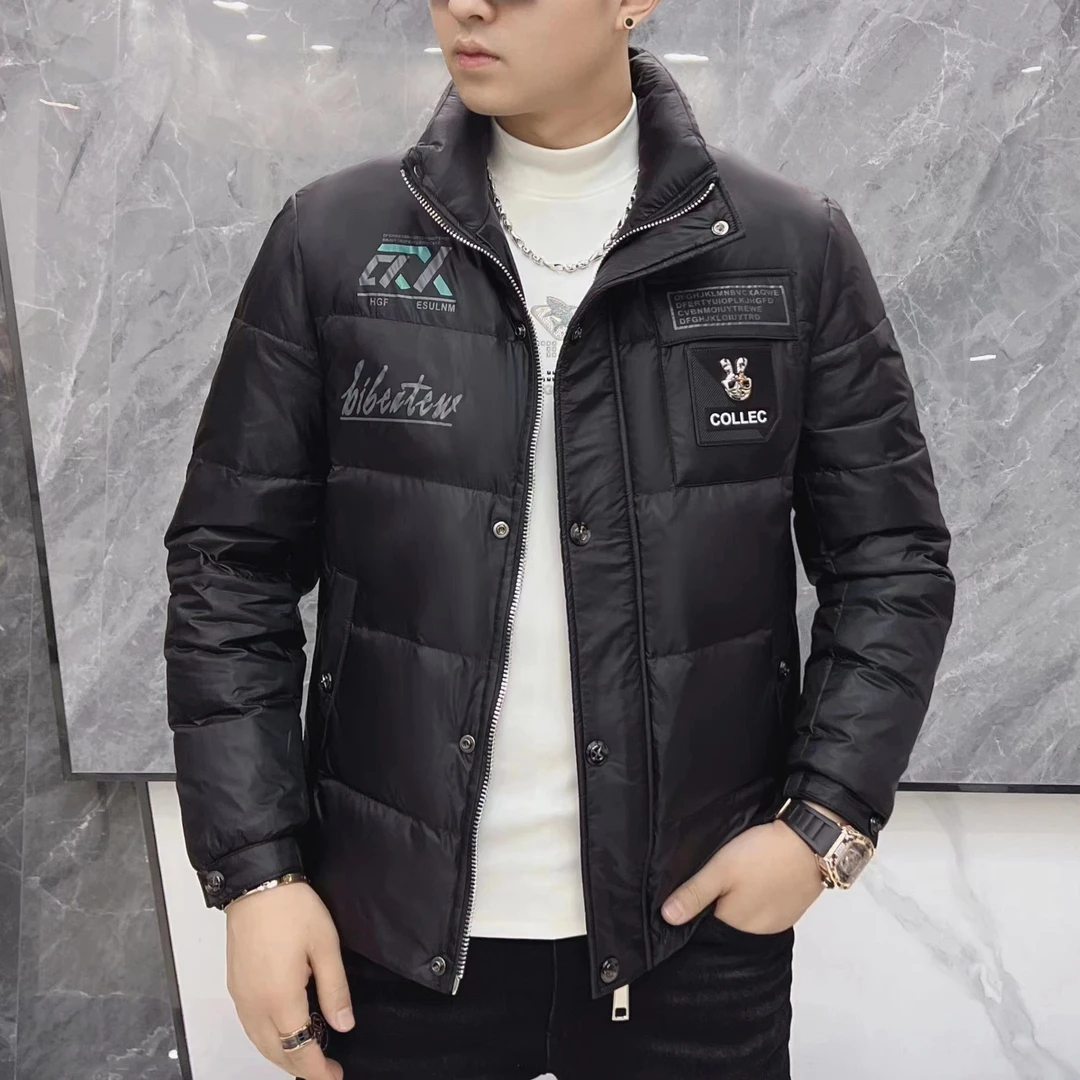 2023冬季时尚休闲兔子五金徽标白鸭绒 男士羽绒服9011