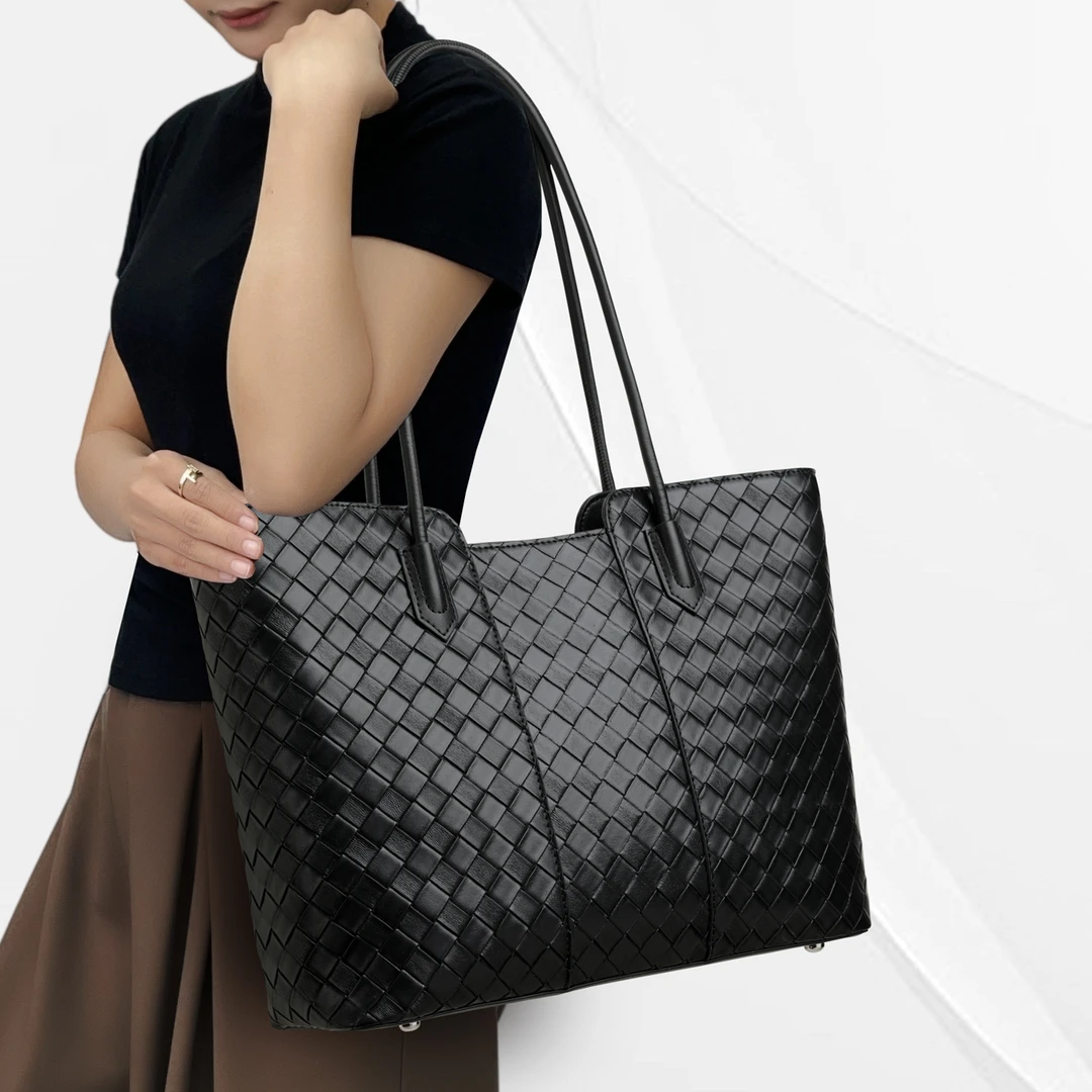 CCAMO真皮包包女包小众高级感编织单肩包简约时尚潮流通勤大包包