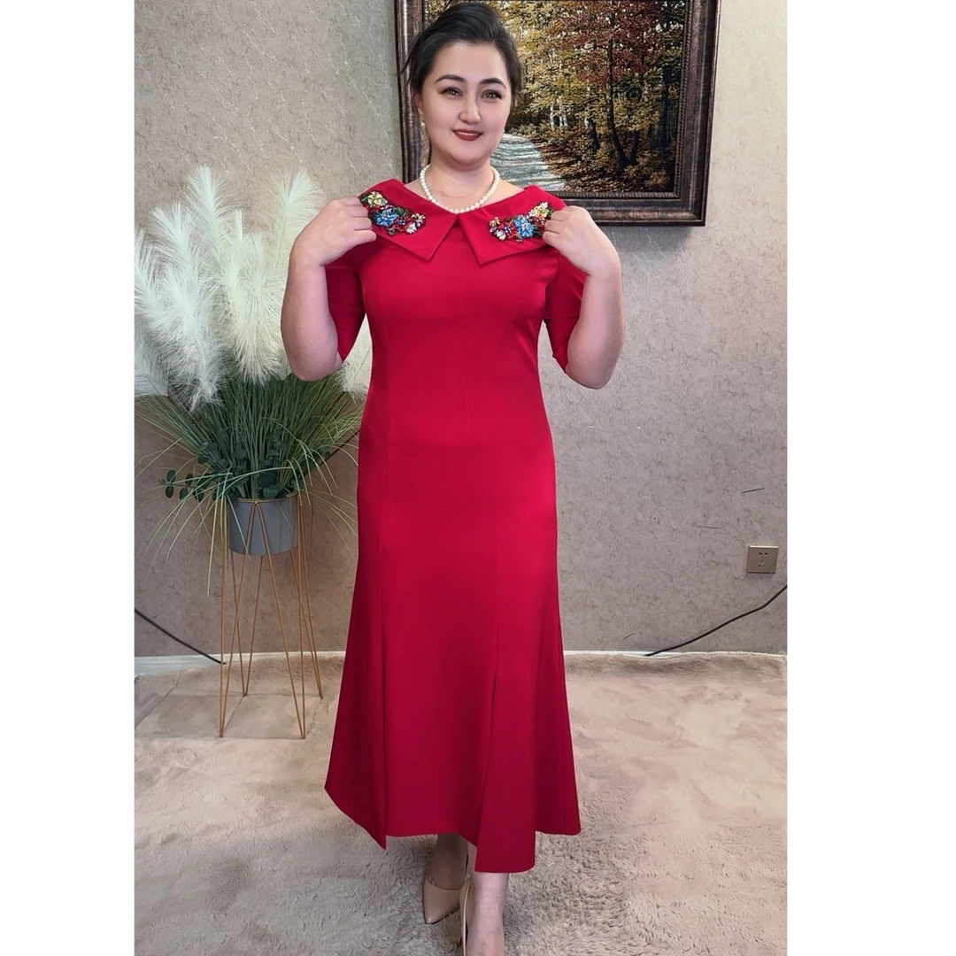 ayser002领口镶钻高端连衣裙显瘦气质时尚修身