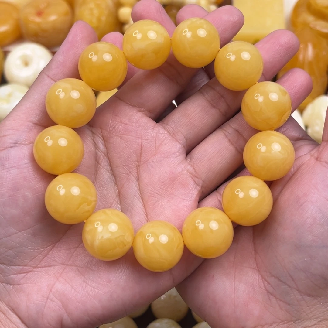 琥珀裸石9K金镶嵌同料18