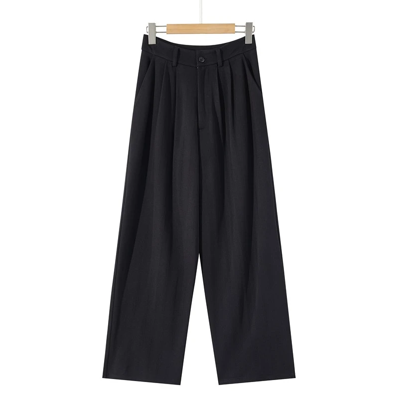 黑色西装阔腿裤高级感高腰拖地裤