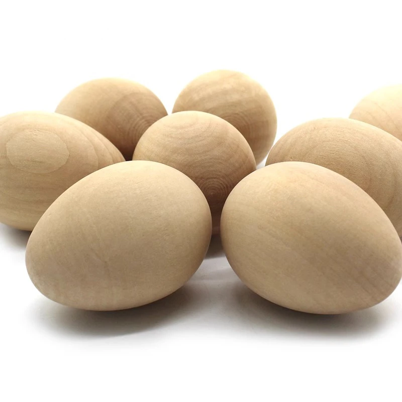 diy手工实木质仿真鸡蛋儿童手绘涂鸦彩蛋定制家庭派对装饰玩具