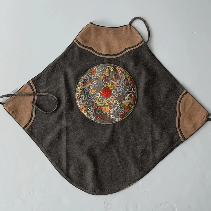 【景泰兰】景罗国风黑色绣花蚕丝边上衣内搭