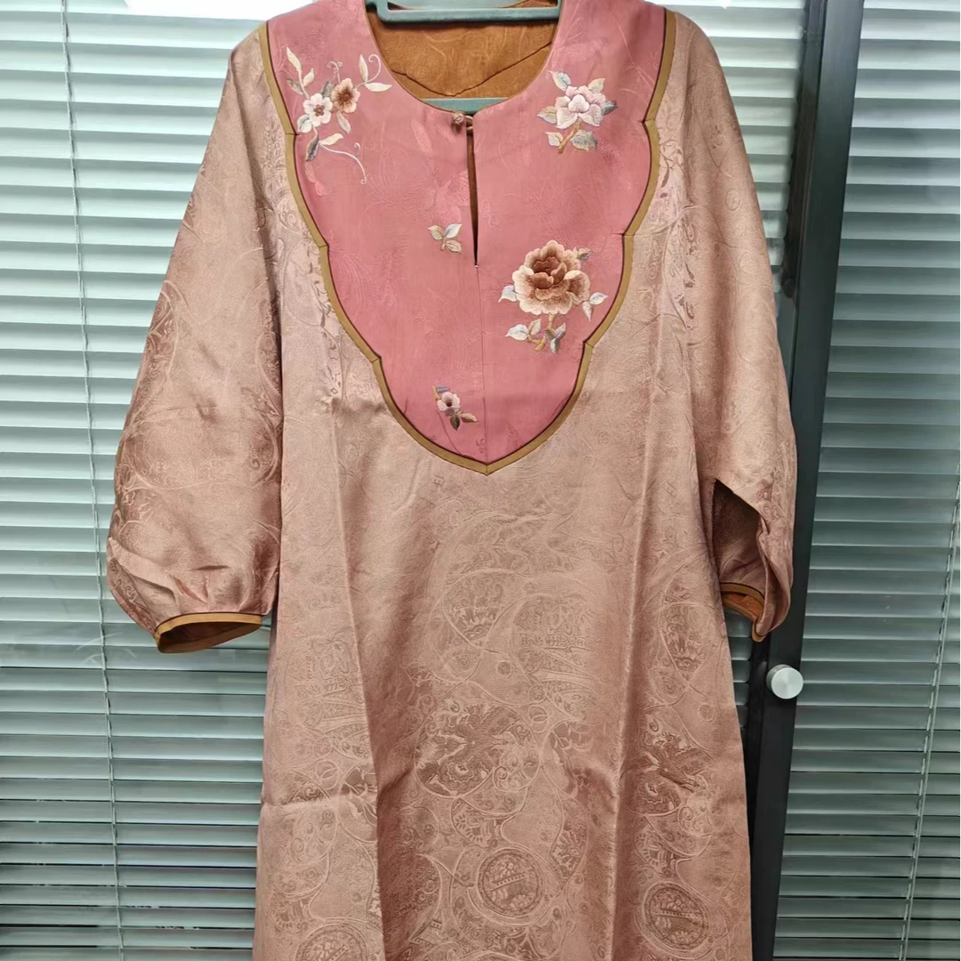 【上新款】景衣国风咖色香云纱时尚百搭手绣常规款连衣裙