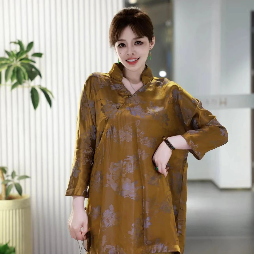 【爱如风】景罗国风黄色斜襟手绣绣花上衣