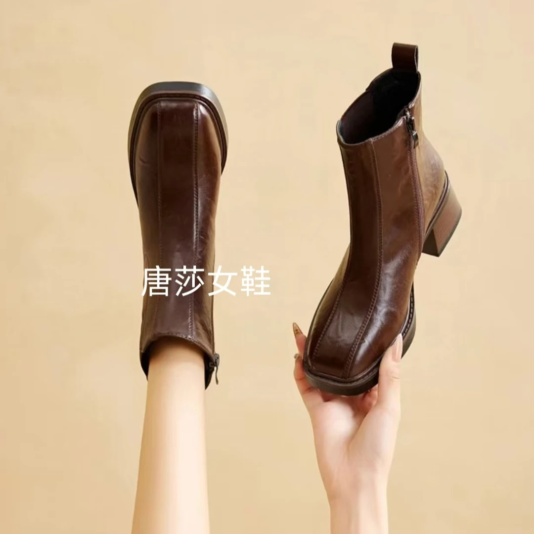 TANGSSA/唐莎新款单靴时尚百搭英伦风秋冬瘦瘦靴2888