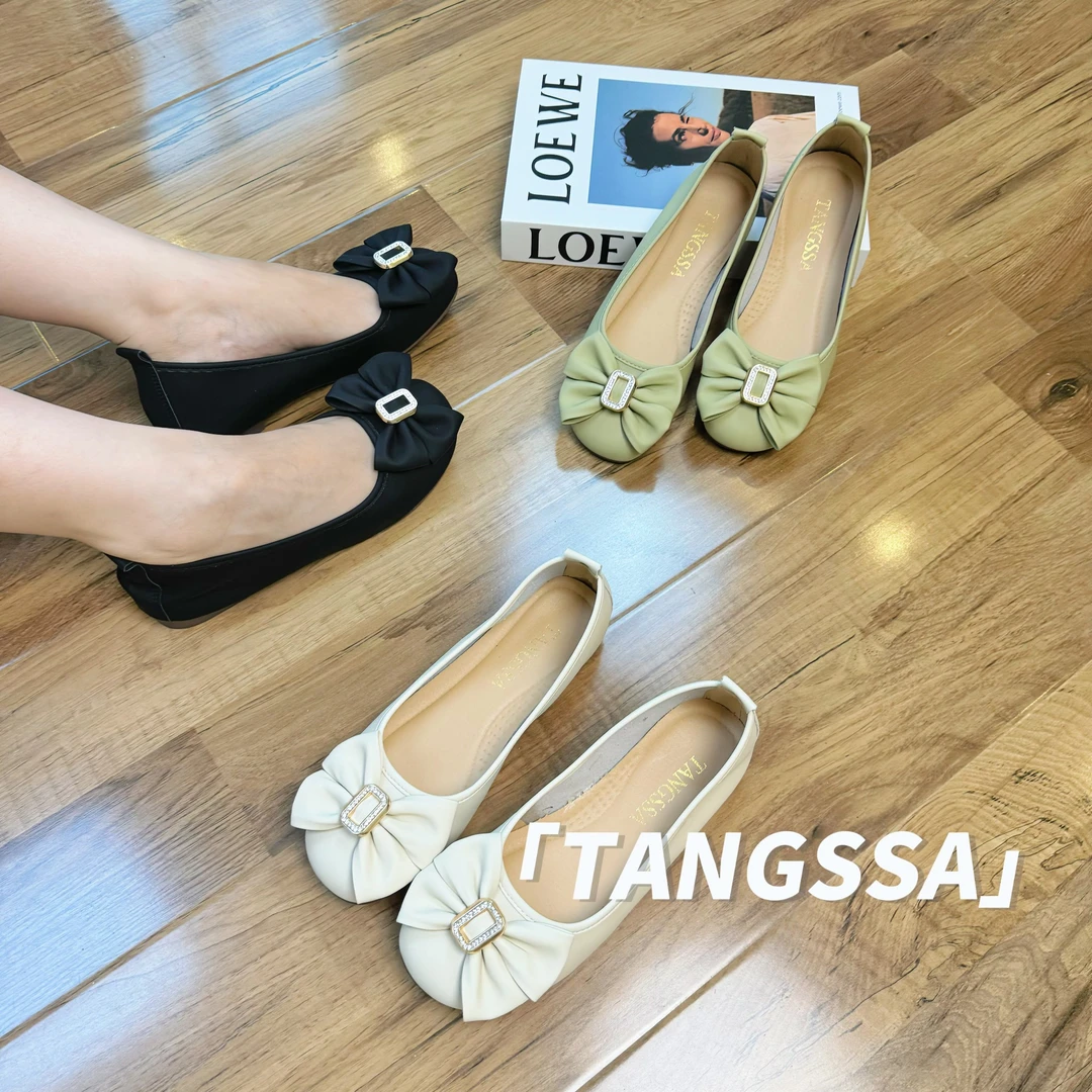 TANGSSA/唐莎新款女鞋百搭软底平底浅口跟鞋圆头夏季6038大码春秋