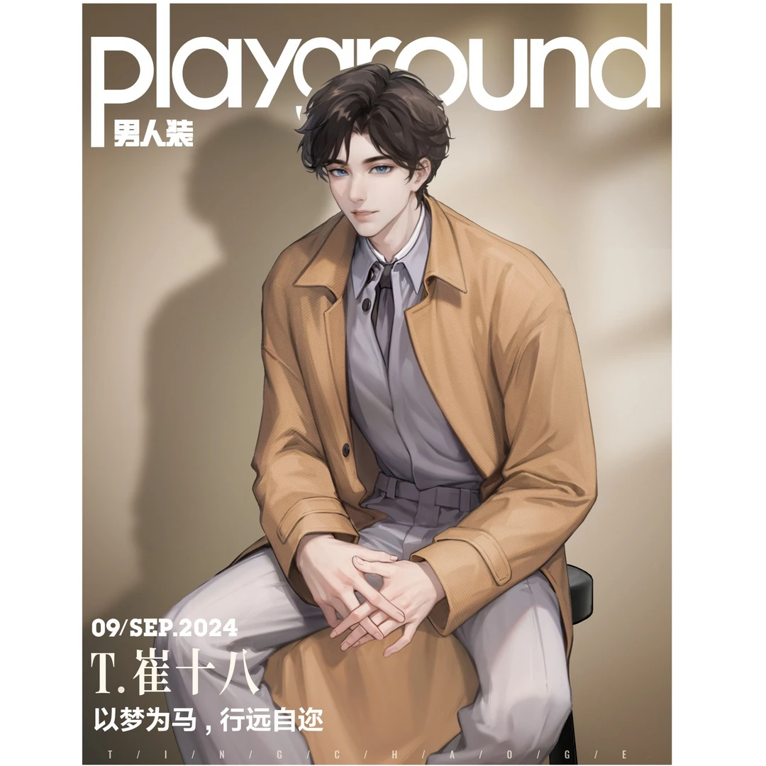 预 男人装2024年9期 T.崔十八 杂志+单人电子刊+T.崔十八换装立牌