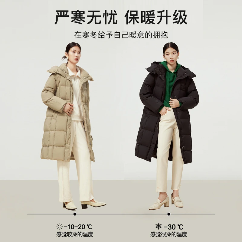 dunnu敦奴冬季时尚新款热力感轻羽绒中长款白鸭绒羽绒服FS5Y2129